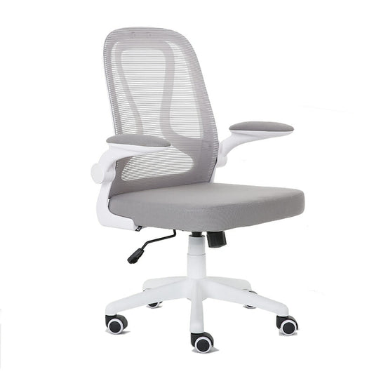 Silla Operativa E107 Mesh Y Tela Color Gris Estructura Blanca