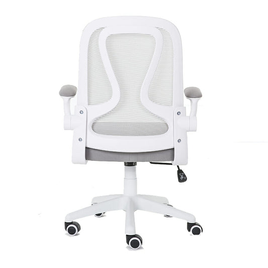 Silla Operativa E107 Mesh Y Tela Color Gris Estructura Blanca
