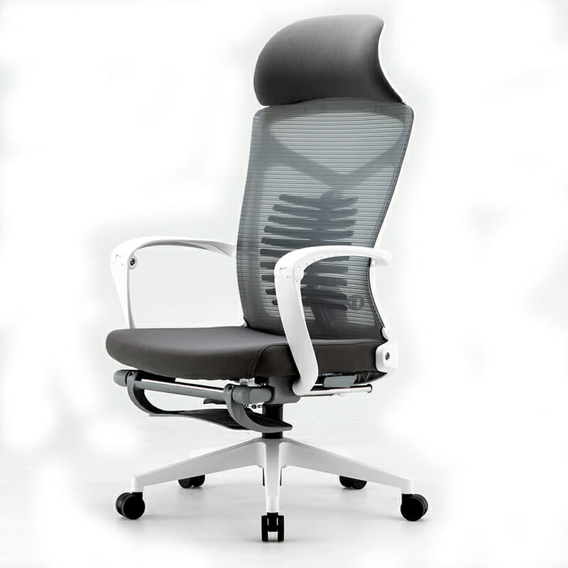 Silla Ejecutiva S81 Con Descansa Pies Mesh Y Tela Estructura Color Blanco/Gris