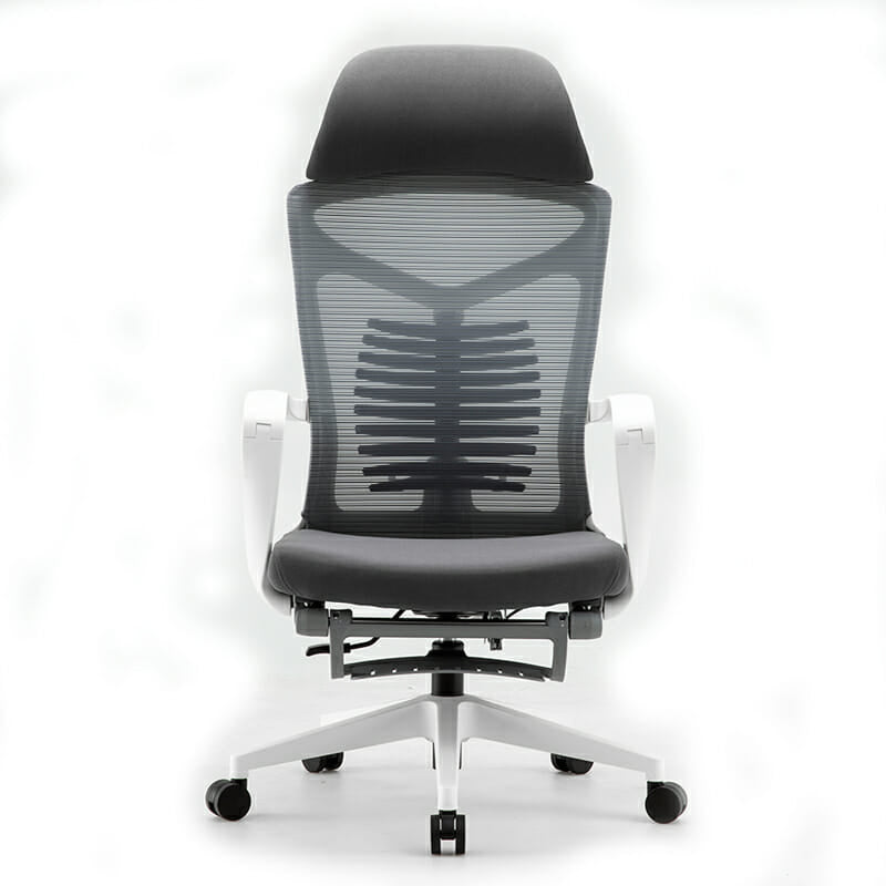 Silla Ejecutiva S81 Con Descansa Pies Mesh Y Tela Estructura Color Blanco/Gris
