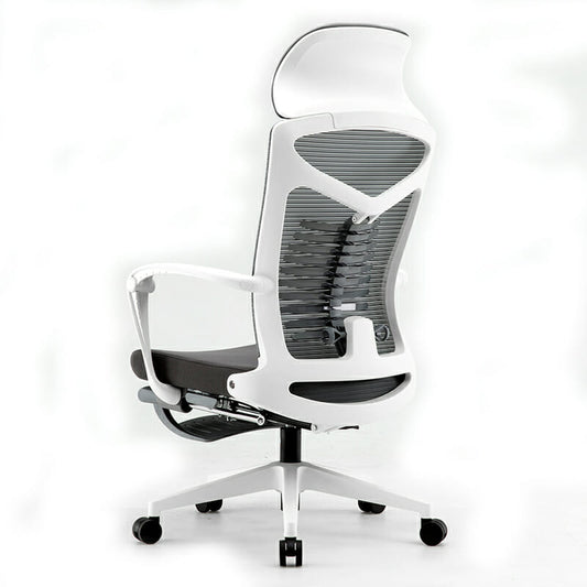 Silla Ejecutiva S81 Con Descansa Pies Mesh Y Tela Estructura Color blanco