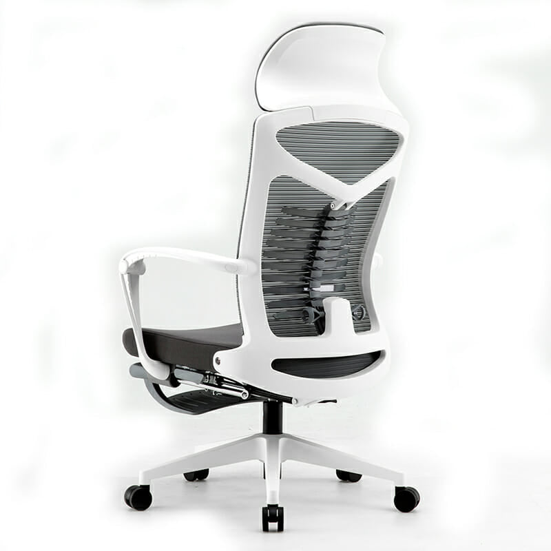 Silla Ejecutiva S81 Con Descansa Pies Mesh Y Tela Estructura Color Blanco/Gris