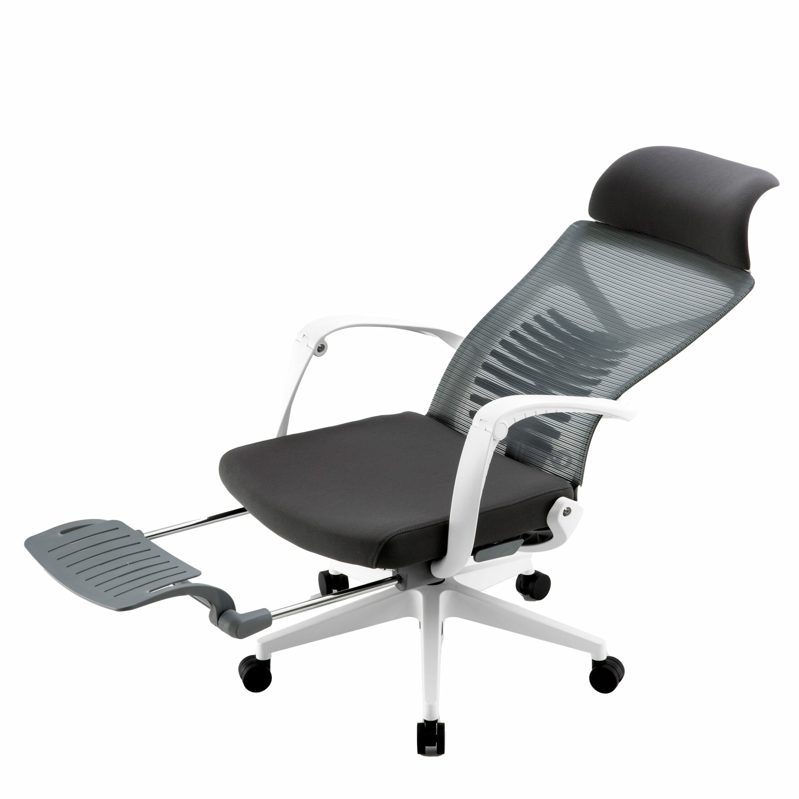 Silla Ejecutiva S81 Con Descansa Pies Mesh Y Tela Estructura Color Blanco/Gris