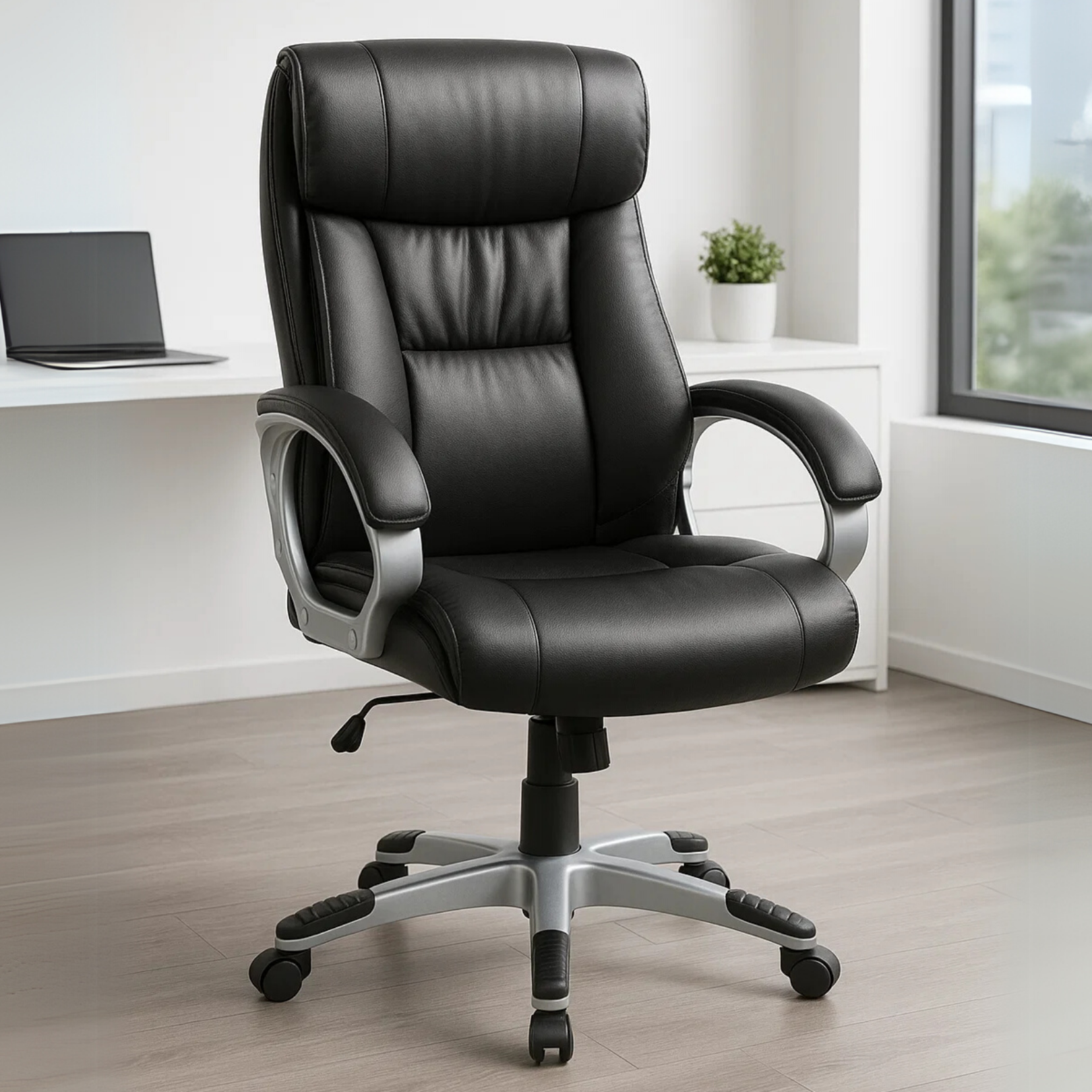 Sillón Ejecutivo Milan Con Brazos Vinil Negro