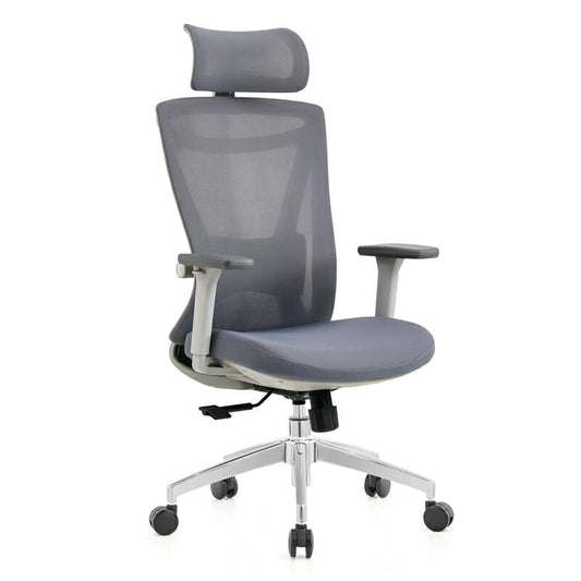Silla Ejecutiva H8 Mesh Y Tela Gris Base Cromada