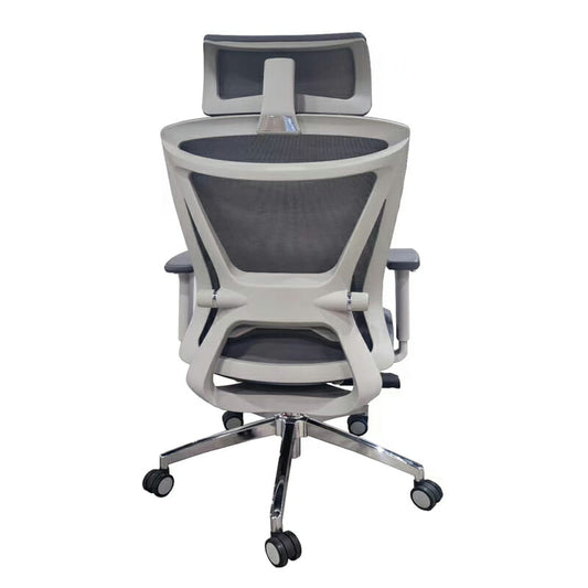 Silla Ejecutiva H8 Mesh Y Tela Gris Base Cromada