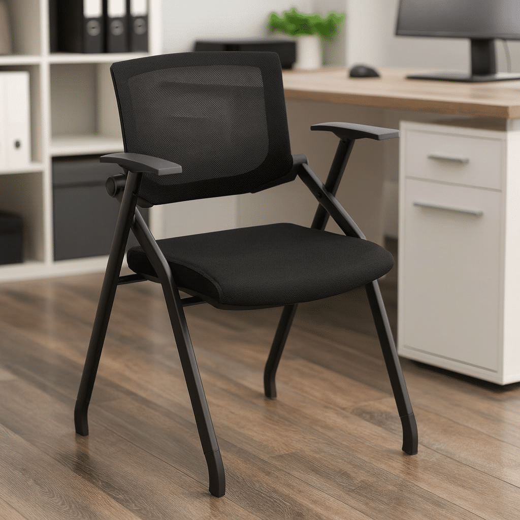 Silla de Visita N1 con regatón en tela negra y mesh - Ergonomik silla OFIK