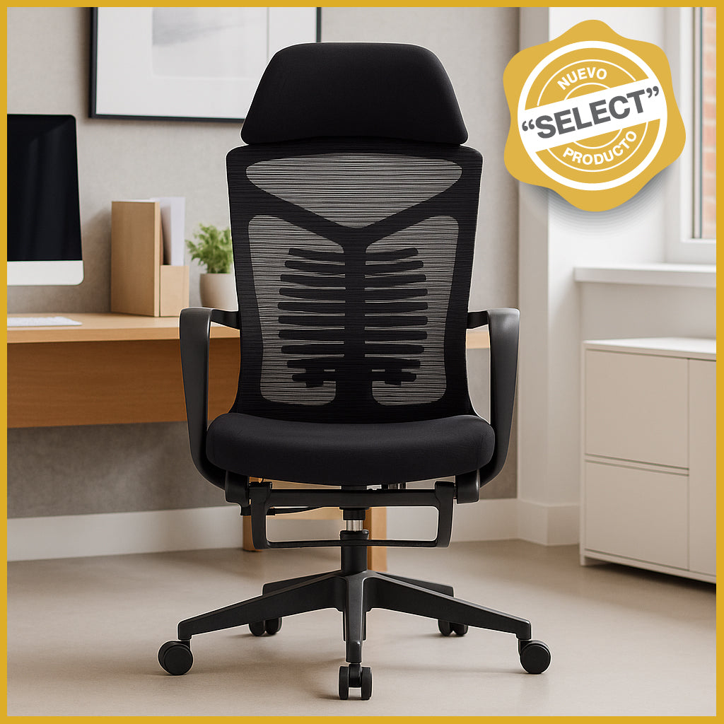 Silla Ejecutiva TA61 Mesh con Tela Negra y Descansapiés - Ergonomik silla ejecutiva OFIK