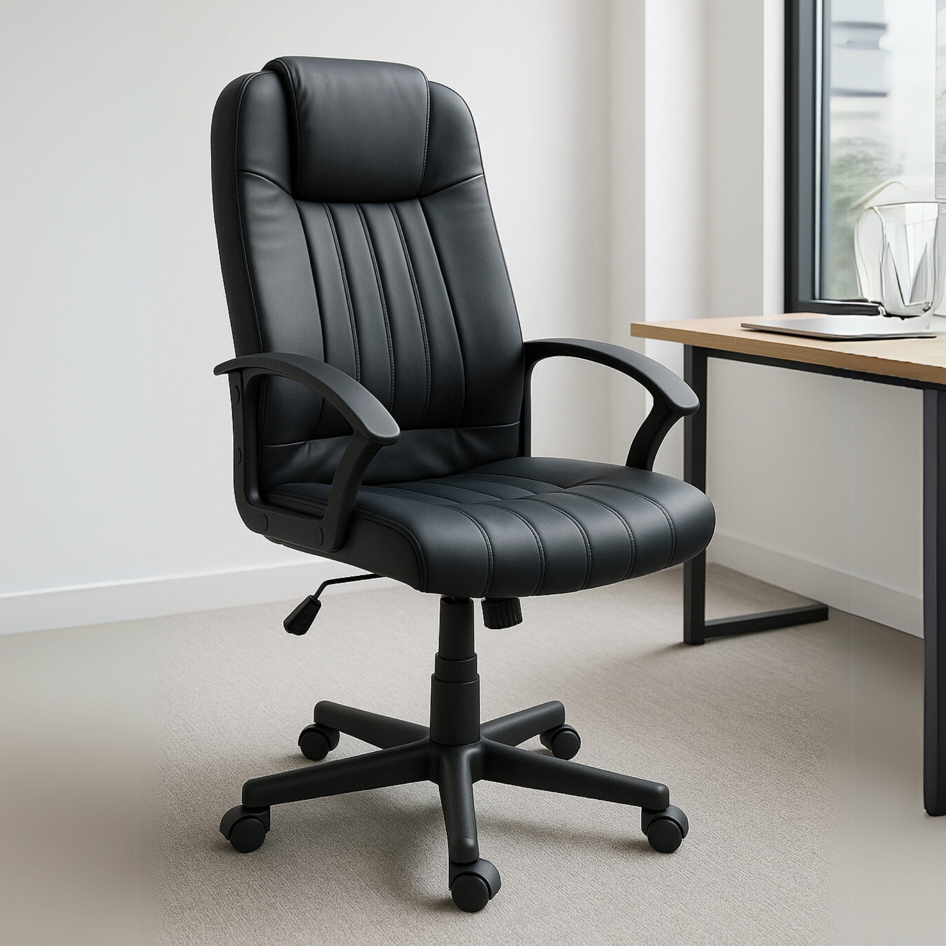 Silla Ejecutiva Alfa Vinipiel Negro y Respaldo Alto - Ergonomik silla ejecutiva OFIK