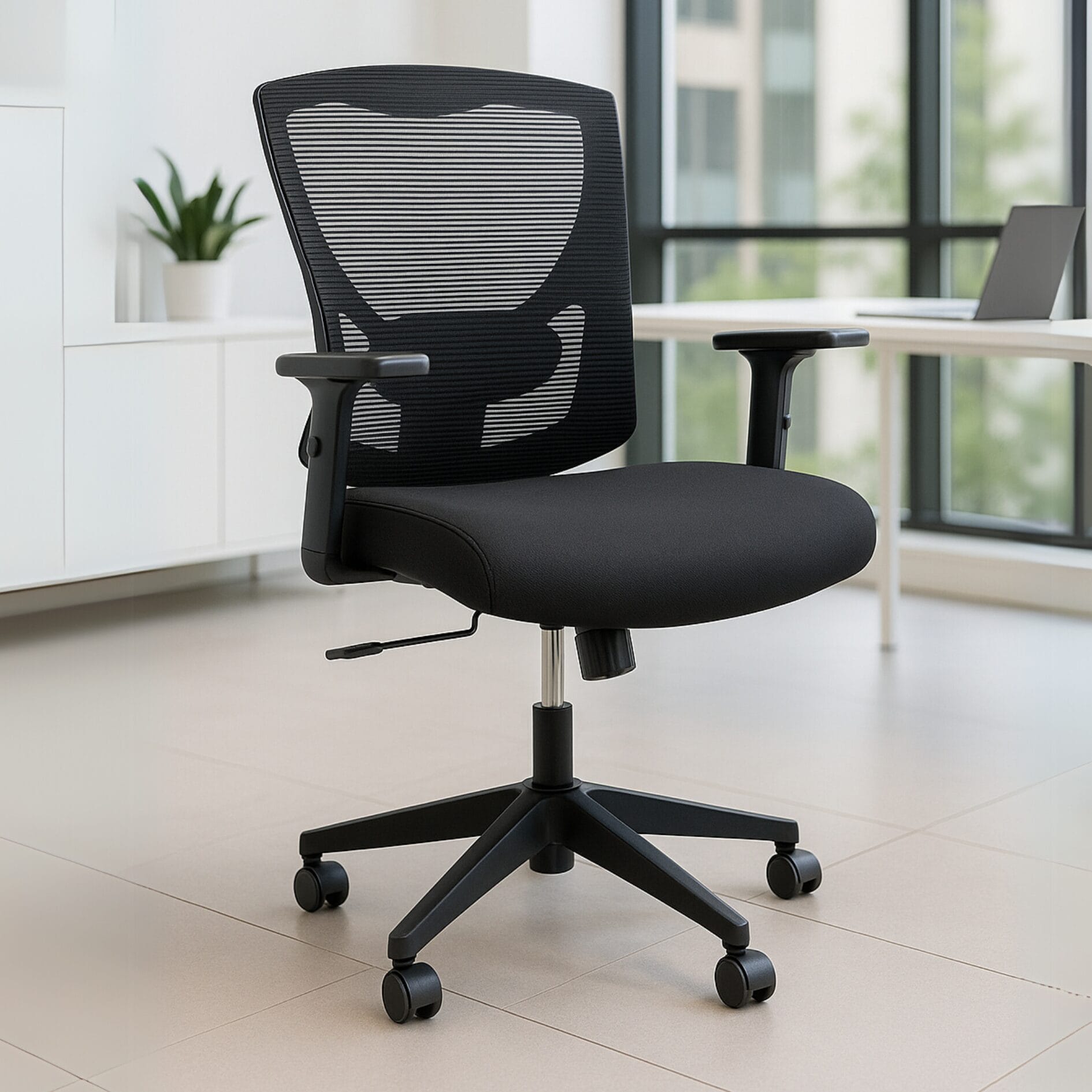 Silla Semi- Ejecutiva Modelo H5 Mesh Y Tela Negra
