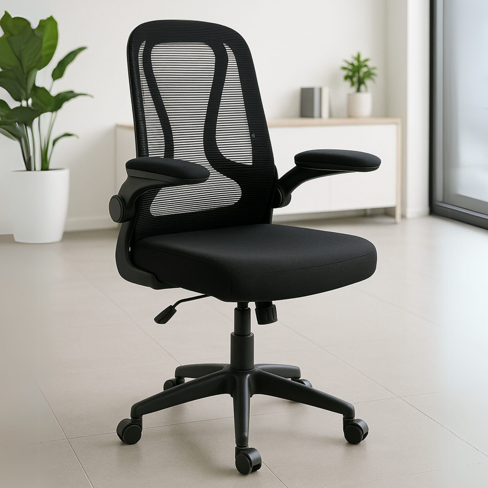 Silla Operativa E107 Mesh Y Tela Color Negro
