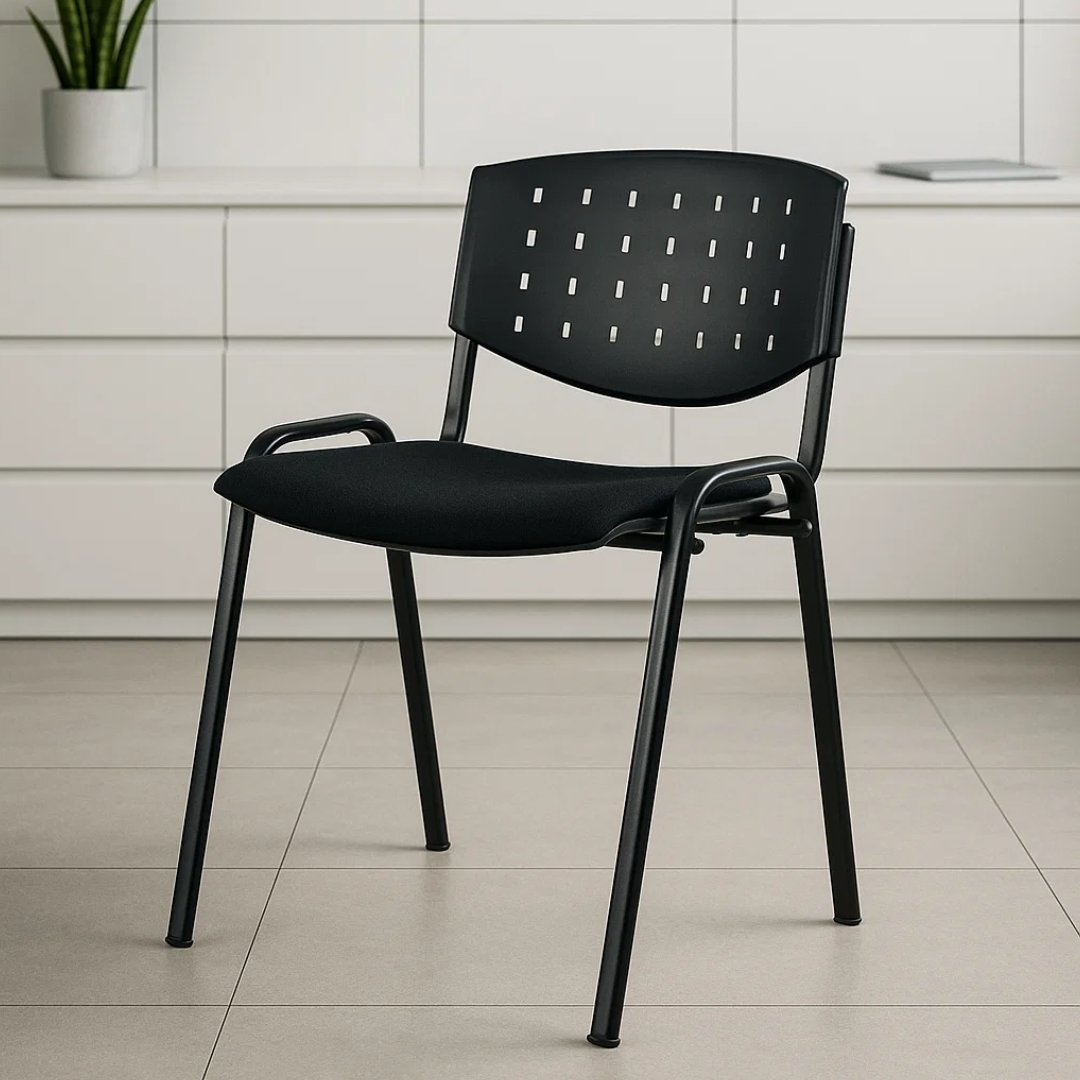 Silla de Visita Brecia en Tela y Respaldo de Plástico Perforado - Ergonomik silla OFIK