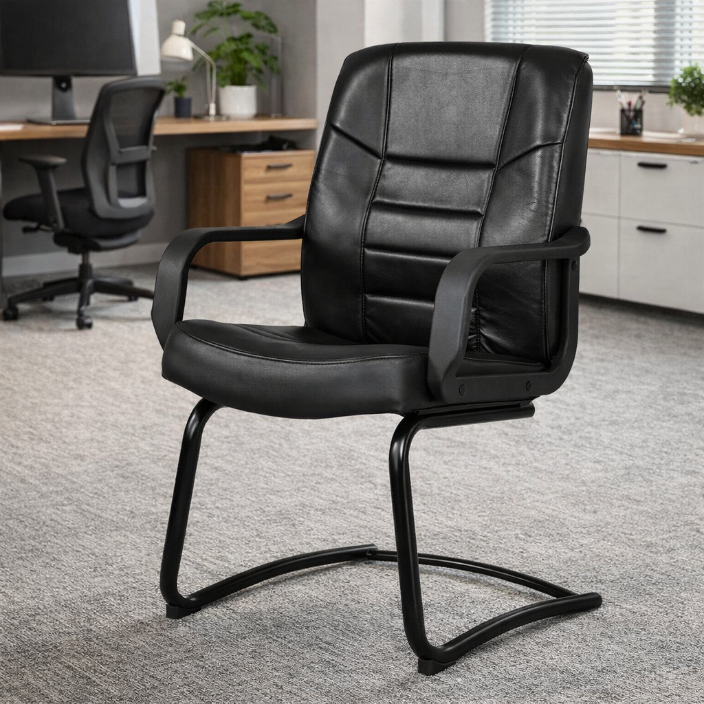 Silla Visita Alfaro Vinipiel y Base de Trineo - Ergonomik pieza OFIK