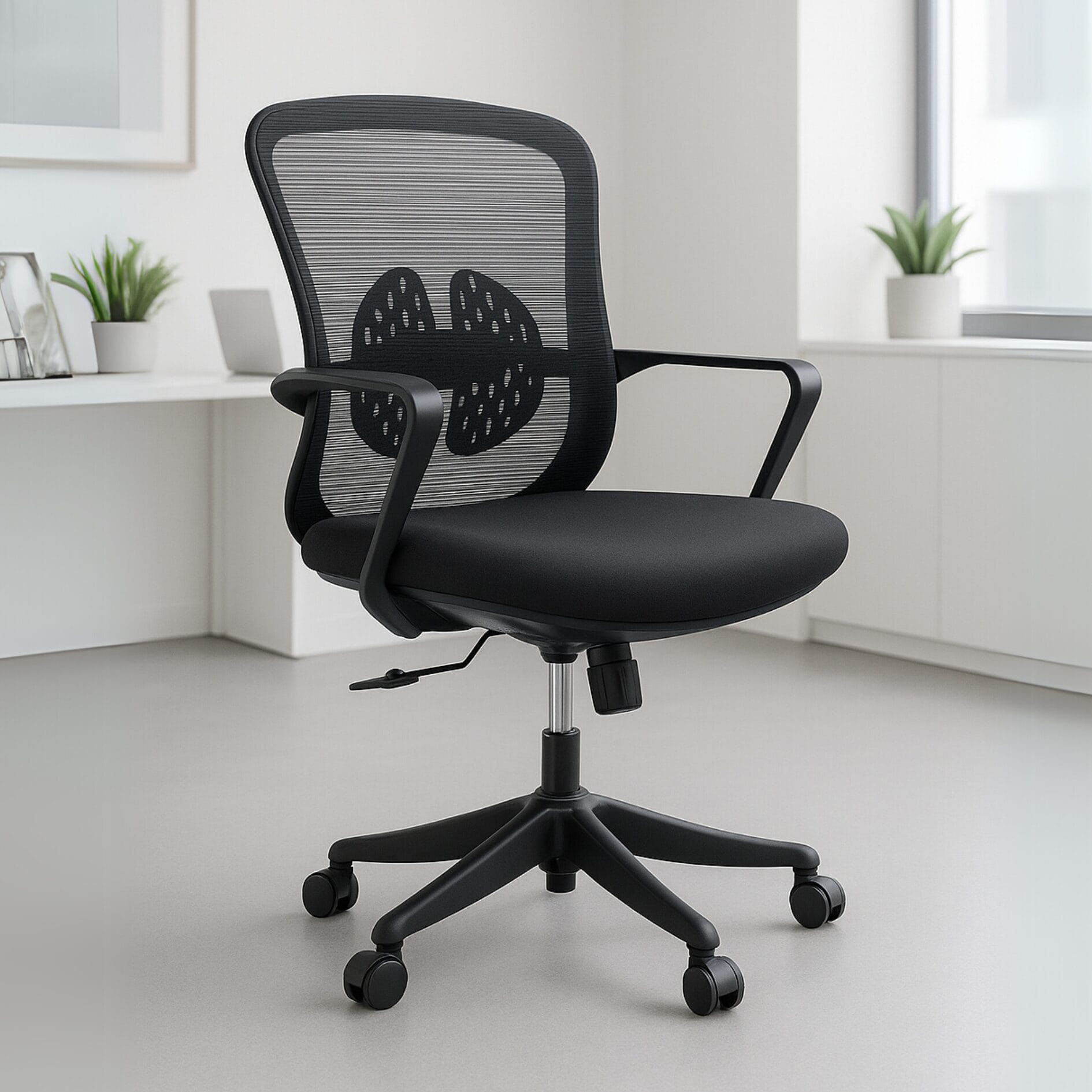 Silla Operativa Organic Mesh Y Tela Negra Estructura Negra
