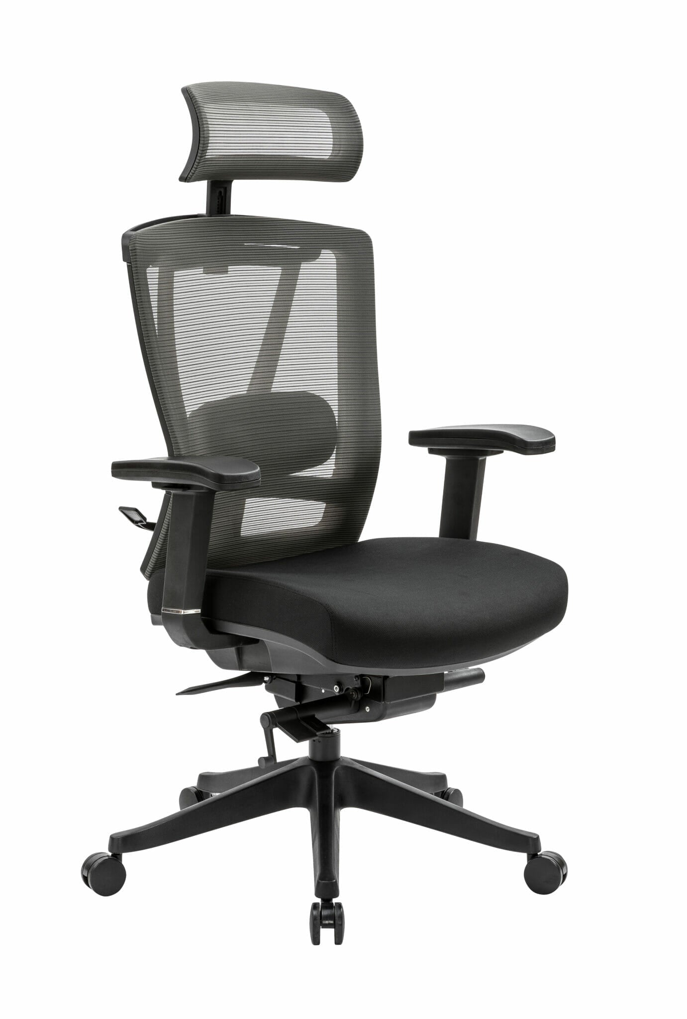 Silla de oficina ergonómica negra con reposacabezas, negro MESH