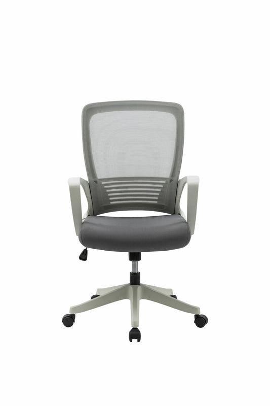 Silla operativa H3 mesh y tela gris con estructura blanca