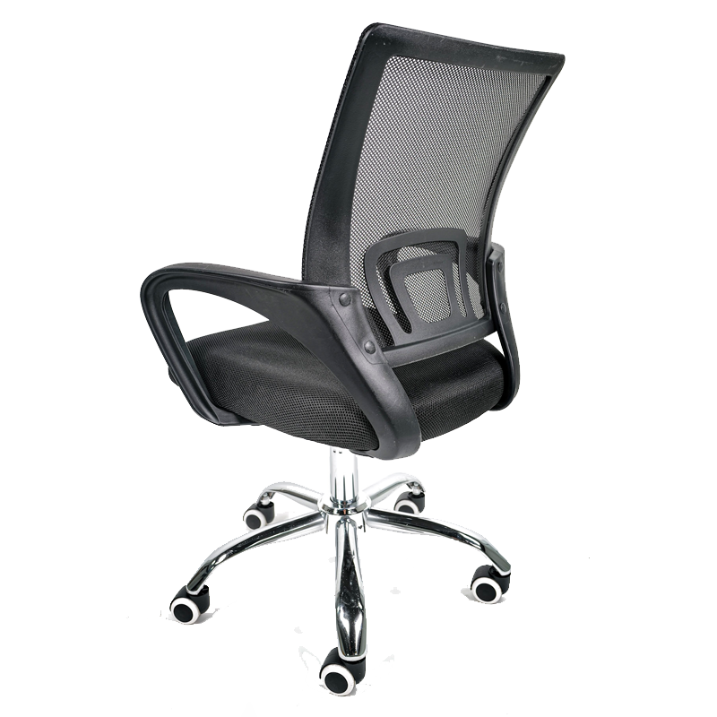 Silla Operativa Mesh Y Tela Color Negro Base Cromada