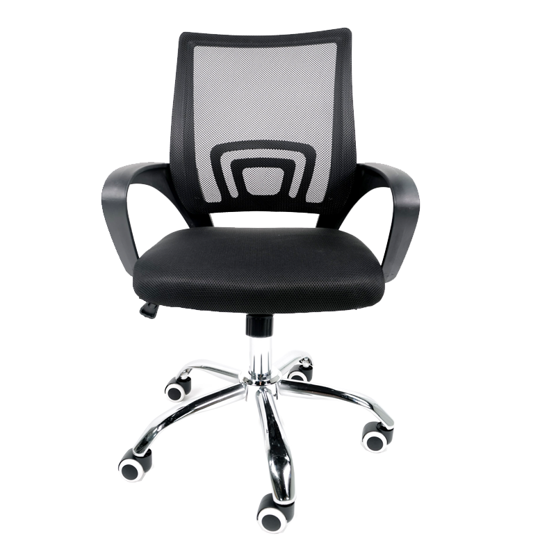 Silla Operativa Mesh Y Tela Color Negro Base Cromada