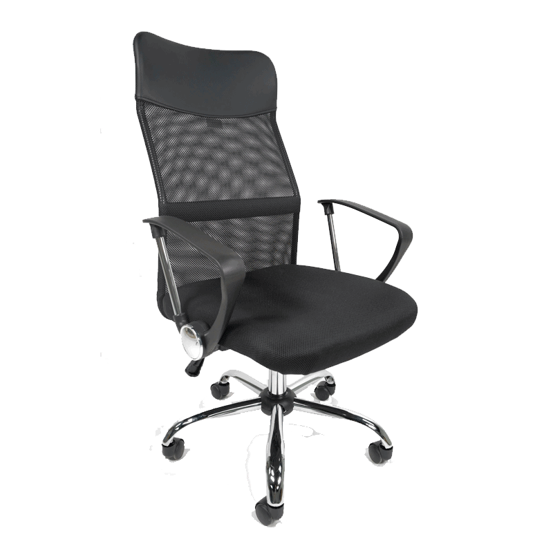 Silla Ejecutiva E103 Mesh Y Tela Color Negro Base Cromada
