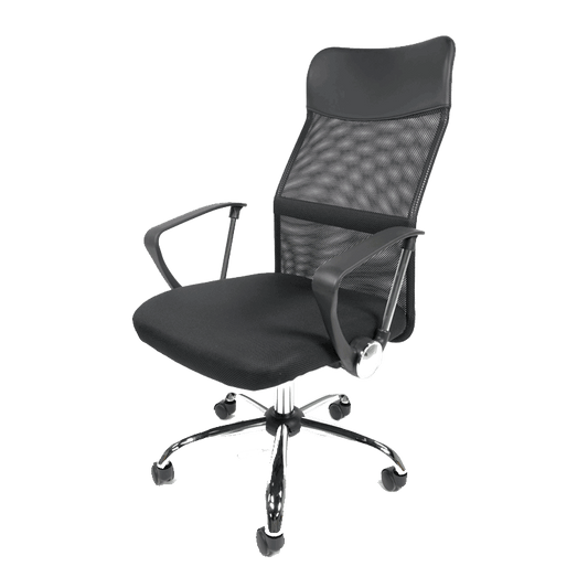Silla Ejecutiva E103 Mesh Y Tela Color Negro Base Cromada