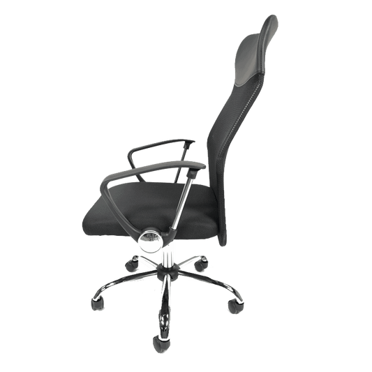 Silla Ejecutiva E103 Mesh Y Tela Color Negro Base Cromada