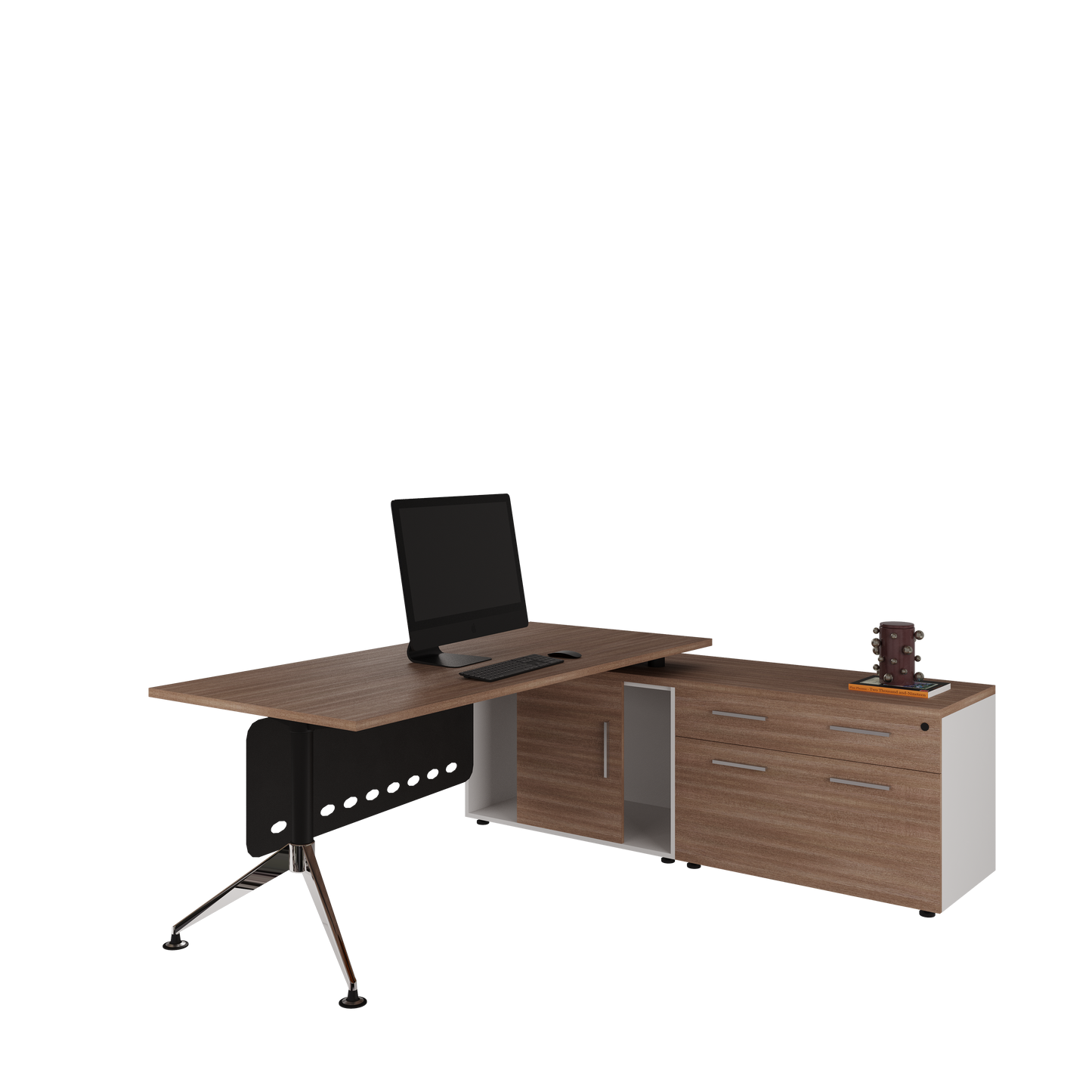 Mesa Ejecutiva Tech B Chrome con Credenza Lateral