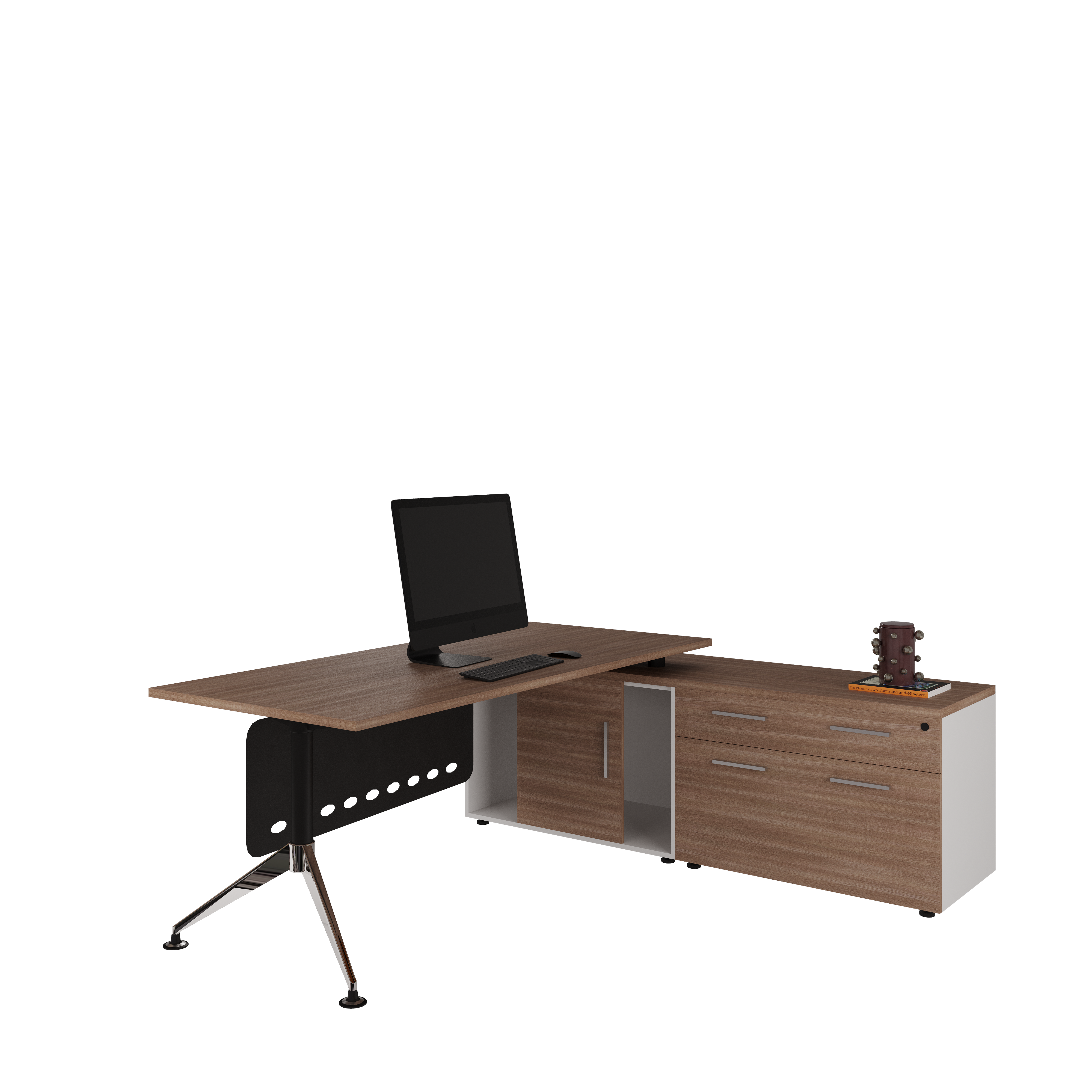 Mesa Ejecutiva Tech B Chrome con Credenza Lateral
