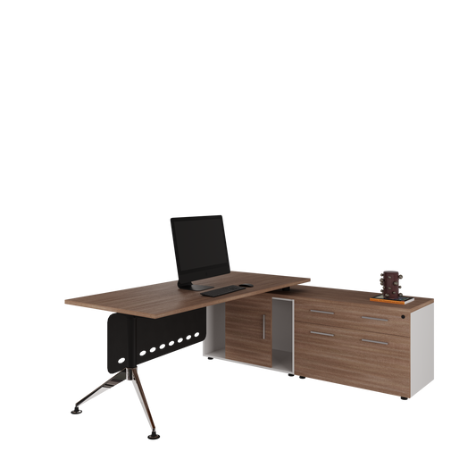 Mesa Ejecutiva Tech B Chrome con Credenza Lateral