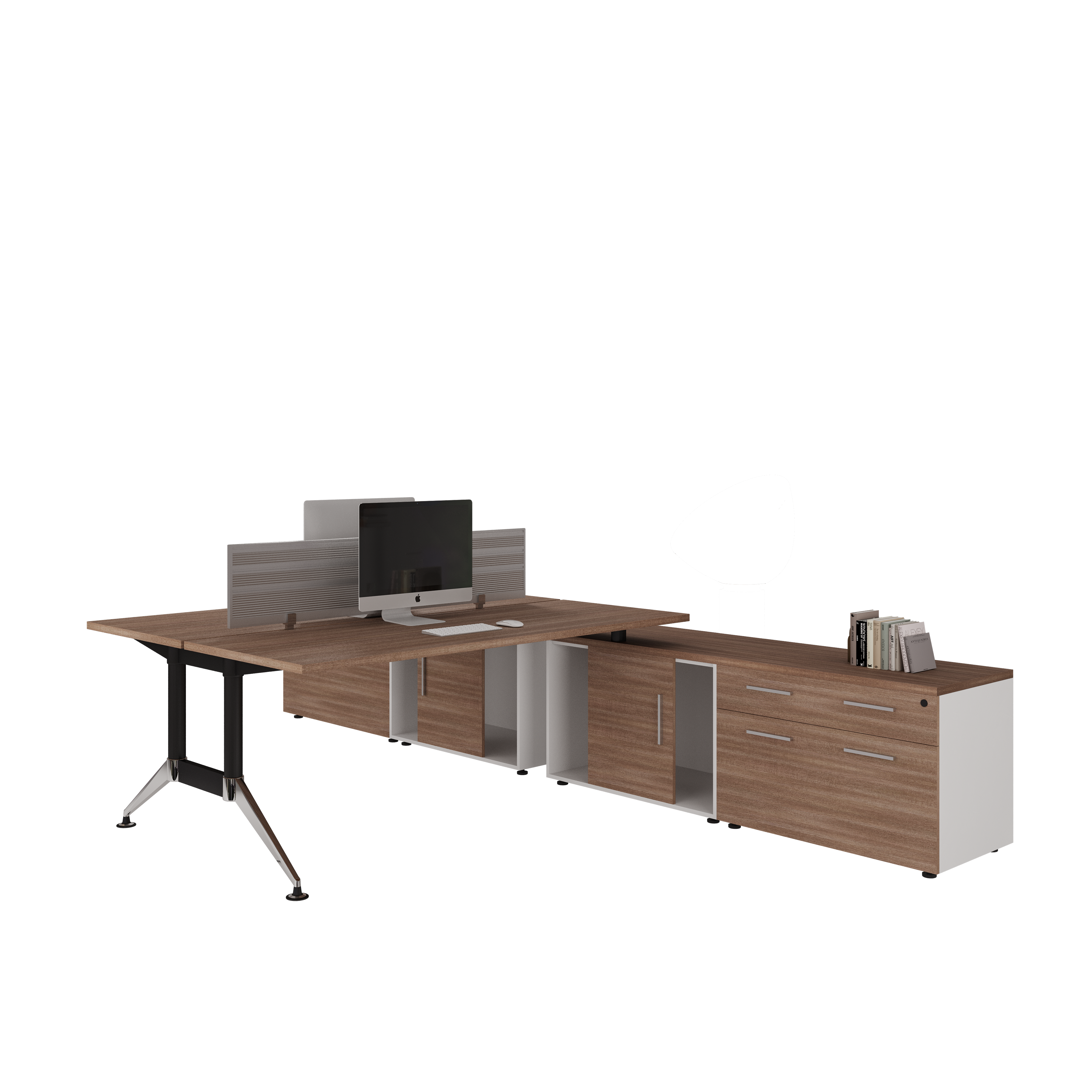 Mesa Ejecutiva Tech B Chrome con Doble Credenza Lateral