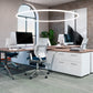 Mesa Ejecutiva Tech B Chrome con Doble Credenza Lateral