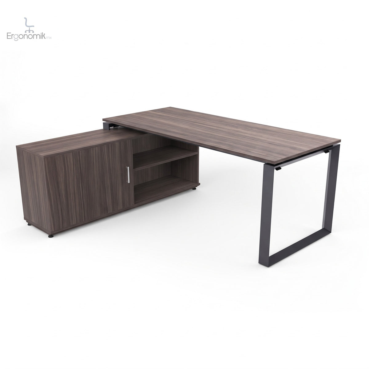 Escritorio Tri Sobre Credenza 180 X 80 CCI completo (escritorio sobre credenza) - estructura Grafito, color NogalNeo