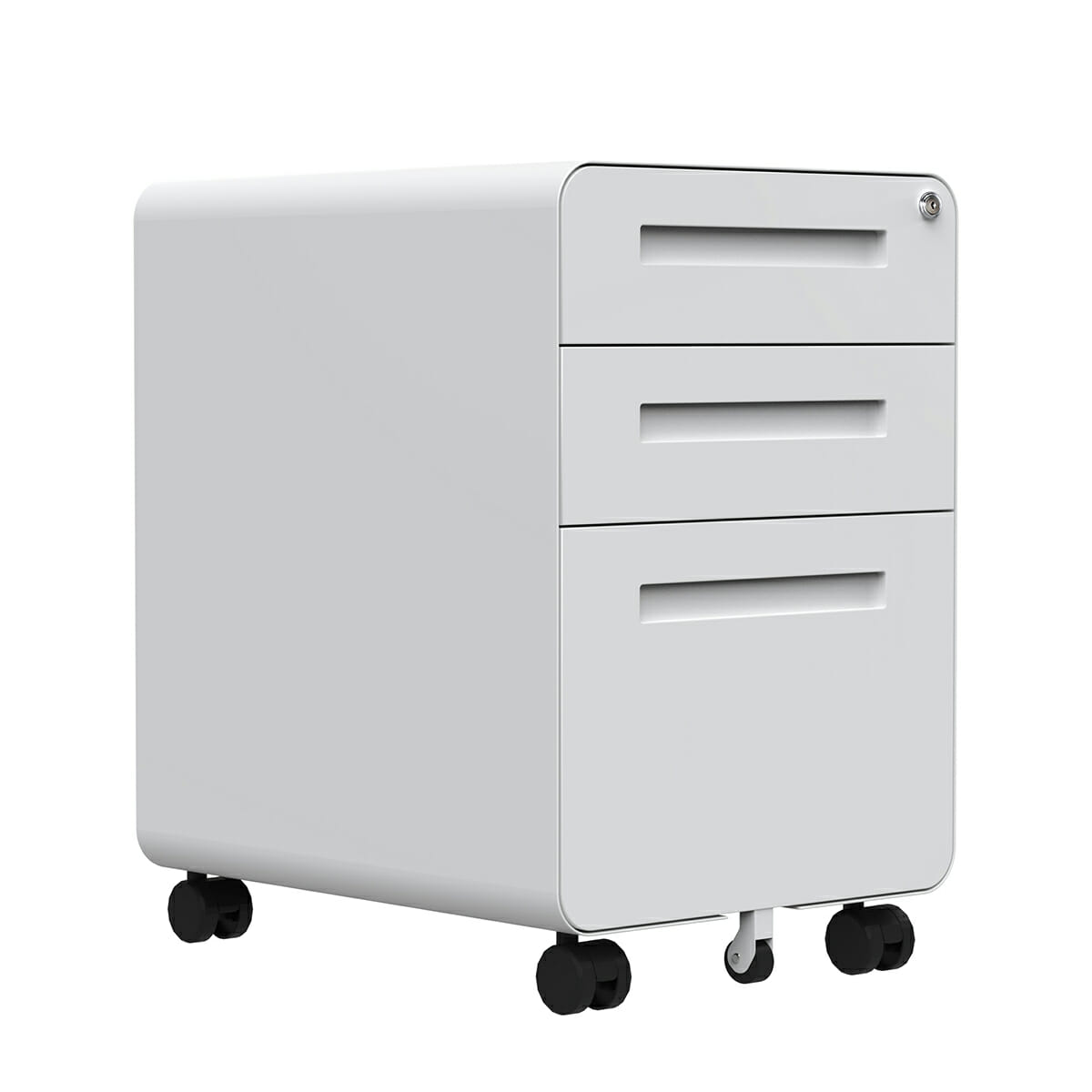 Detalle de las gavetas abiertas para archivos