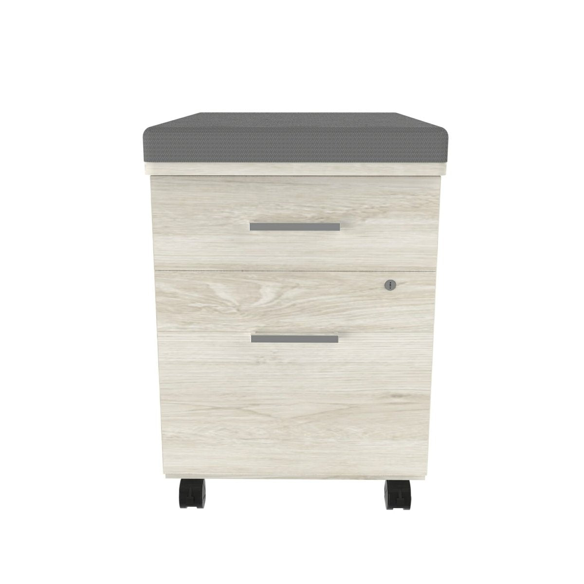 Archivero movil 643 Color Blanco con cerradura y asiento tapizado - Ergonomik archivero OFIK