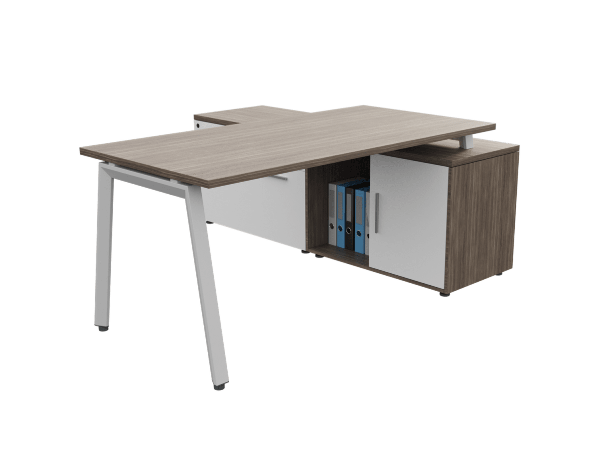 Conjunto Operativo Alpha con credenza lateral - Ergonomik escritorio Office Class