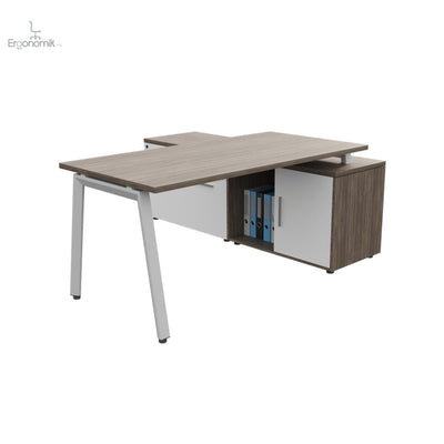 Conjunto Operativo Alpha con credenza lateral - Ergonomik escritorio Office Class
