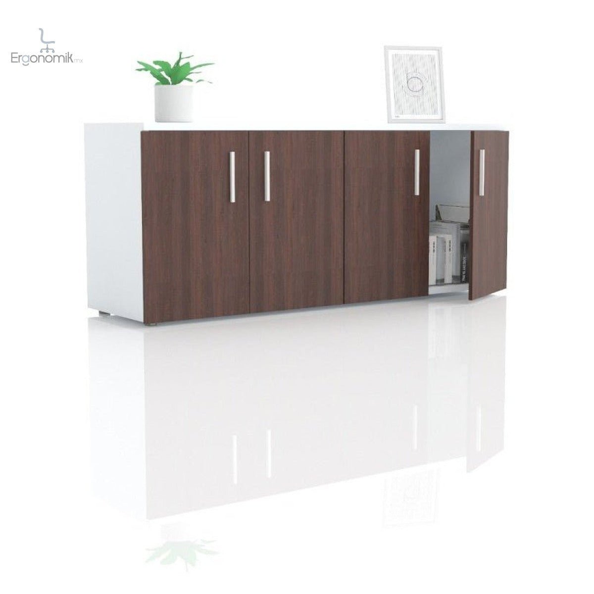 Credenza de 1.80 m con 4 puertas abatibles - Ergonomik Credenza Ergonomik