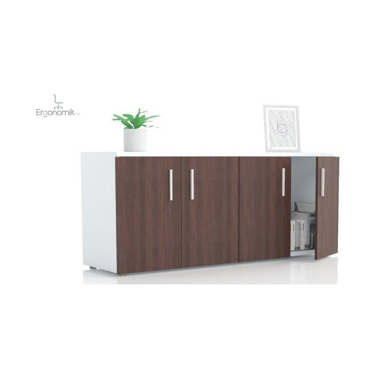 Credenza de 1.80 m con 4 puertas abatibles - Ergonomik Credenza Ergonomik