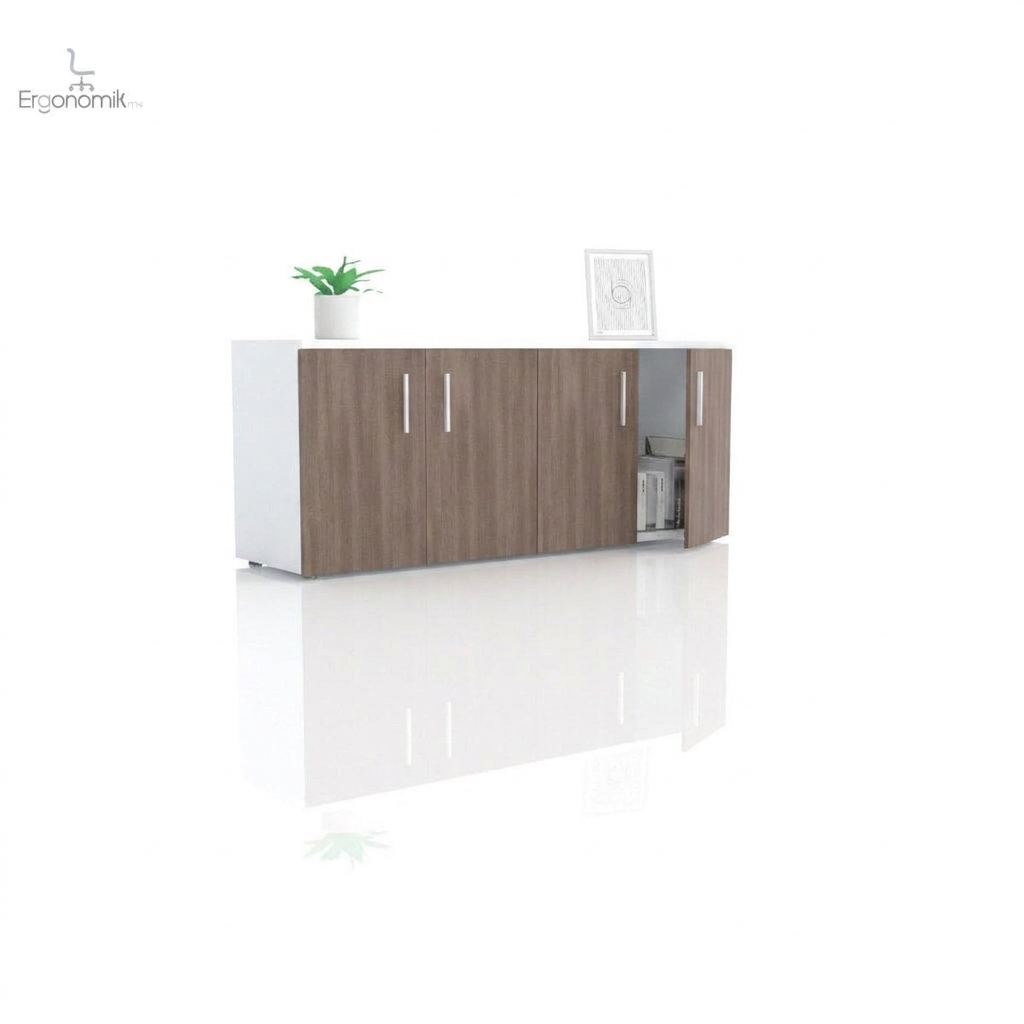 Credenza de 1.80 m con 4 puertas abatibles - Roble Trufa