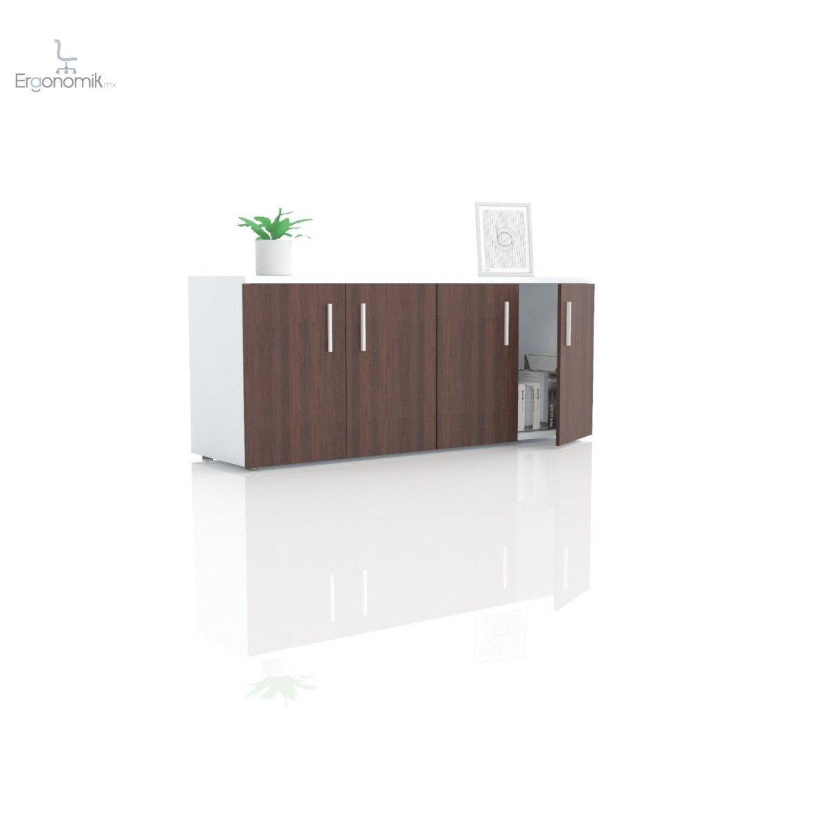 Crendeza de 1.80m con 4 puertas abatibles - Ergonomik credenza Ergonomik
