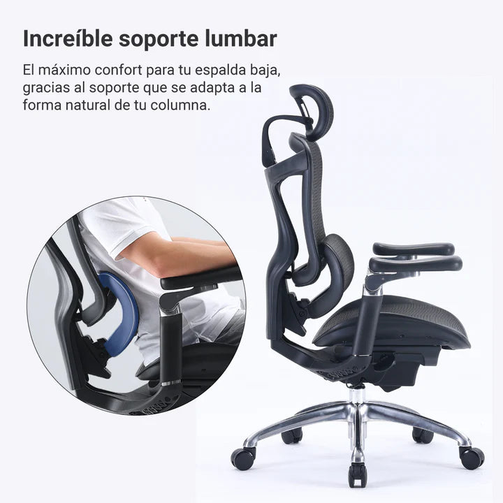 Ajustes de asiento y brazos de Silla S3 Mesh Negro