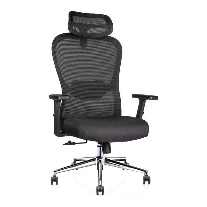 Silla ejecutiva Athelier de malla negra con cabecera