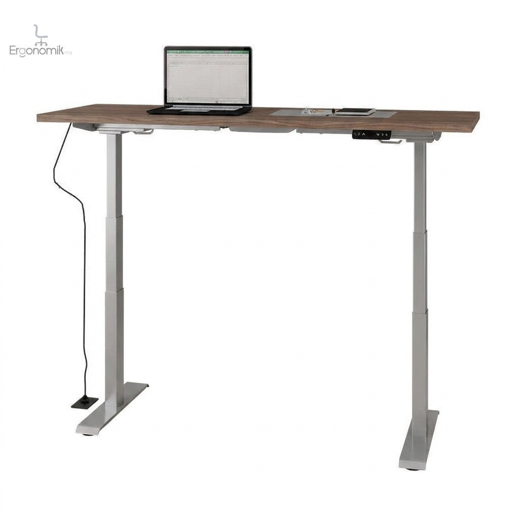 Escritorio Ascend Operativa 1.60x.60 altura ajustable - Silver / Roble trufa