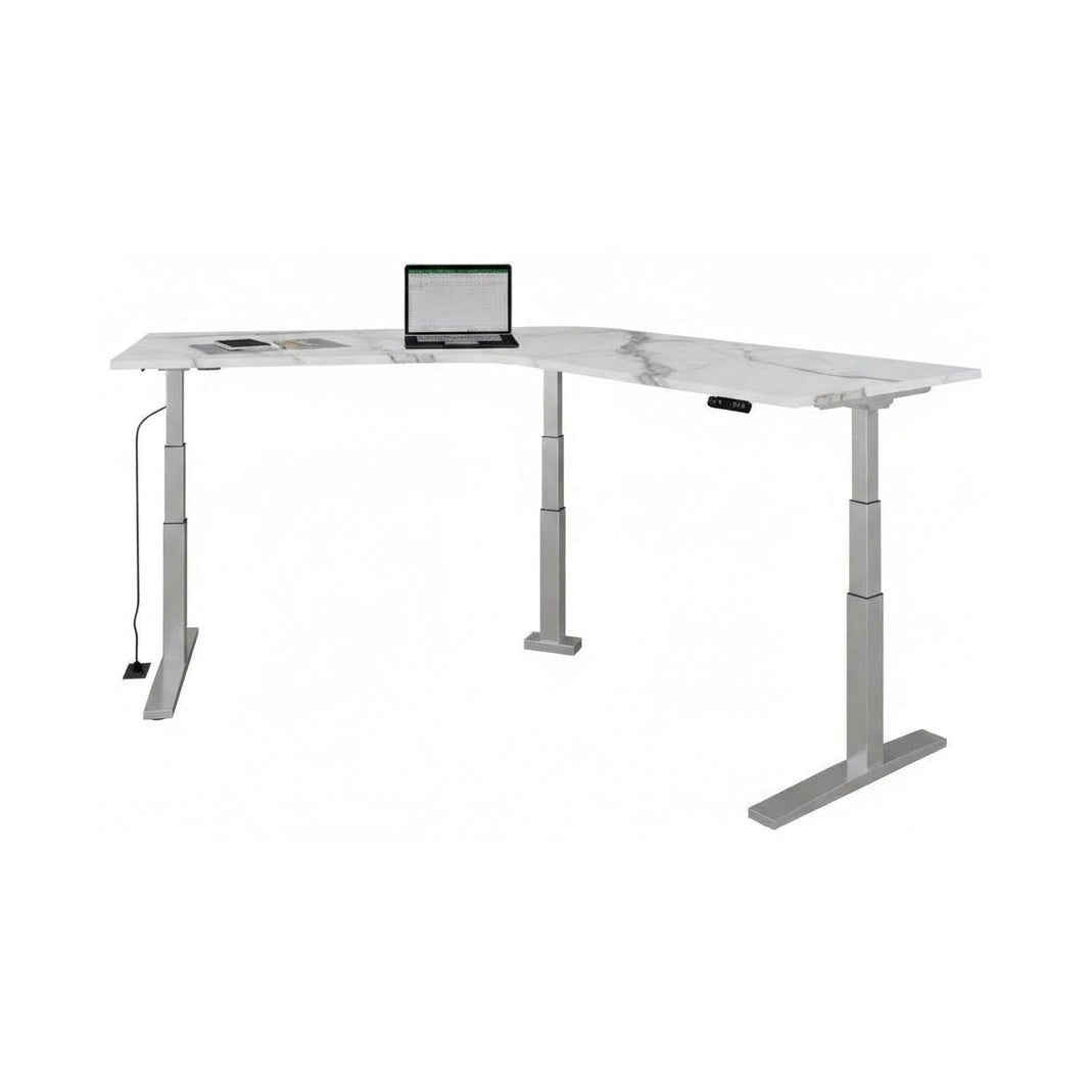 Escritorio Ascend Semi Ejecutivo Bumeran altura ajustable - Silver / Carrara blanco