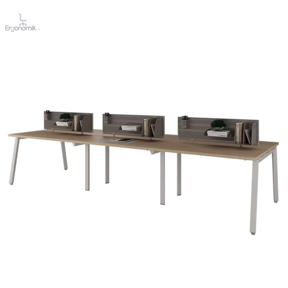Estación Alpha 1.2M 2 Usuarios Mampara Melamina - Ergonomik escritorio Office Class
