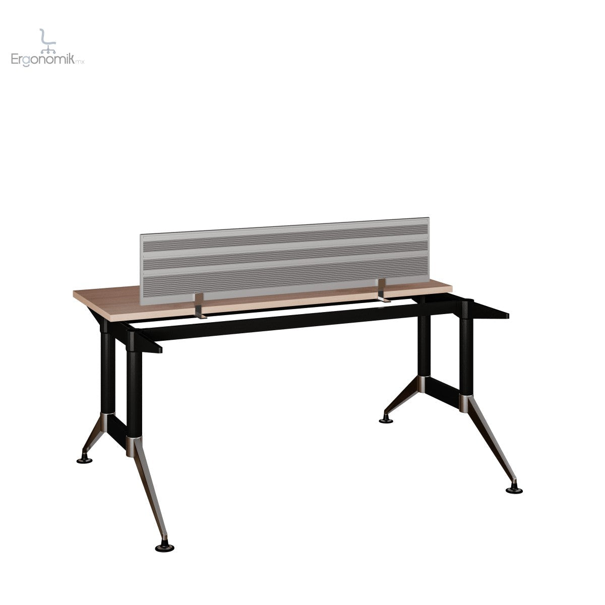 Estación Tech B Chrome 2 Usuarios 1.60x.60 Mampara Aluminio - Ergonomik escritorio Office Class