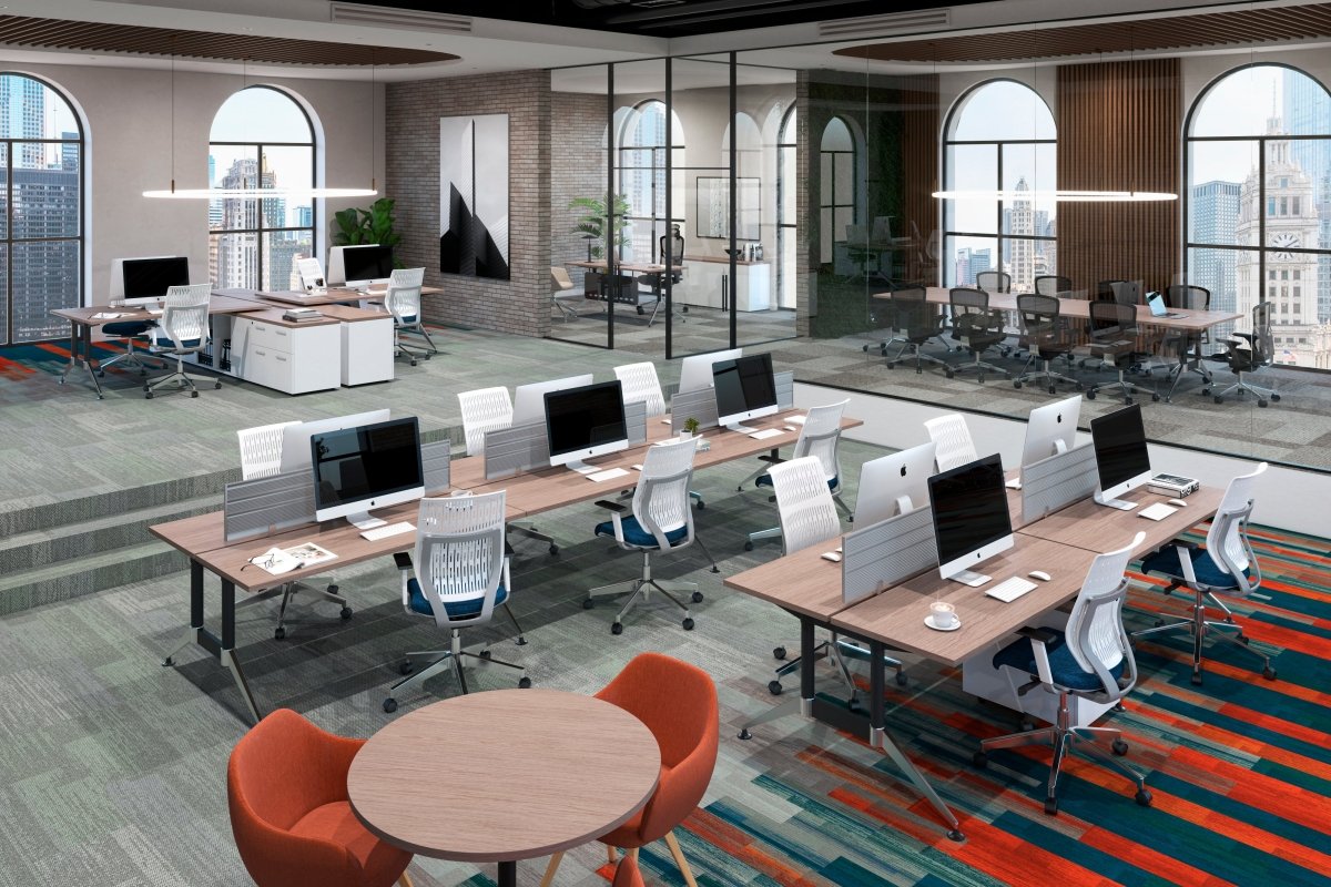 Estación Tech B Chrome 4 Usuarios 1.80x.60 Mampara Aluminio - Ergonomik escritorio Office Class