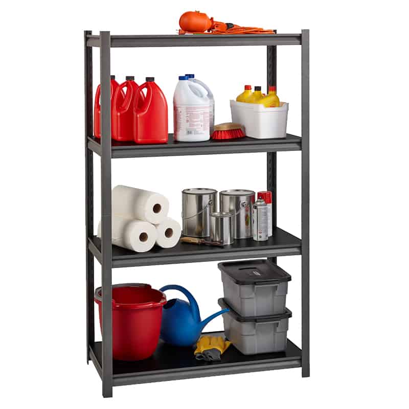 Detalle de las repisas de madera del estante