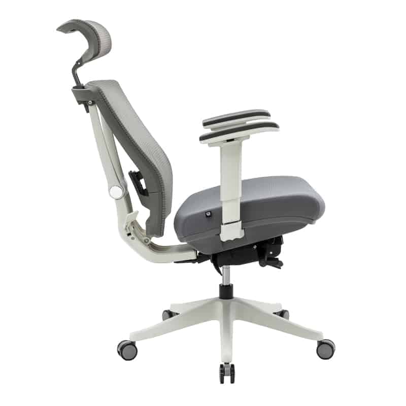 Silla ejecutiva H1 con Reposacabezas Gris Estructura blanca