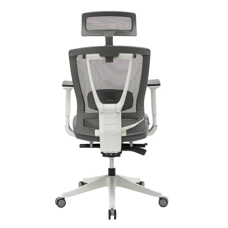 Silla ejecutiva H1 con Reposacabezas Gris Estructura blanca