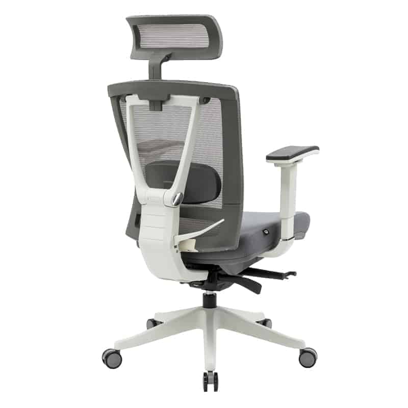 Silla ejecutiva H1 con Reposacabezas Gris Estructura blanca